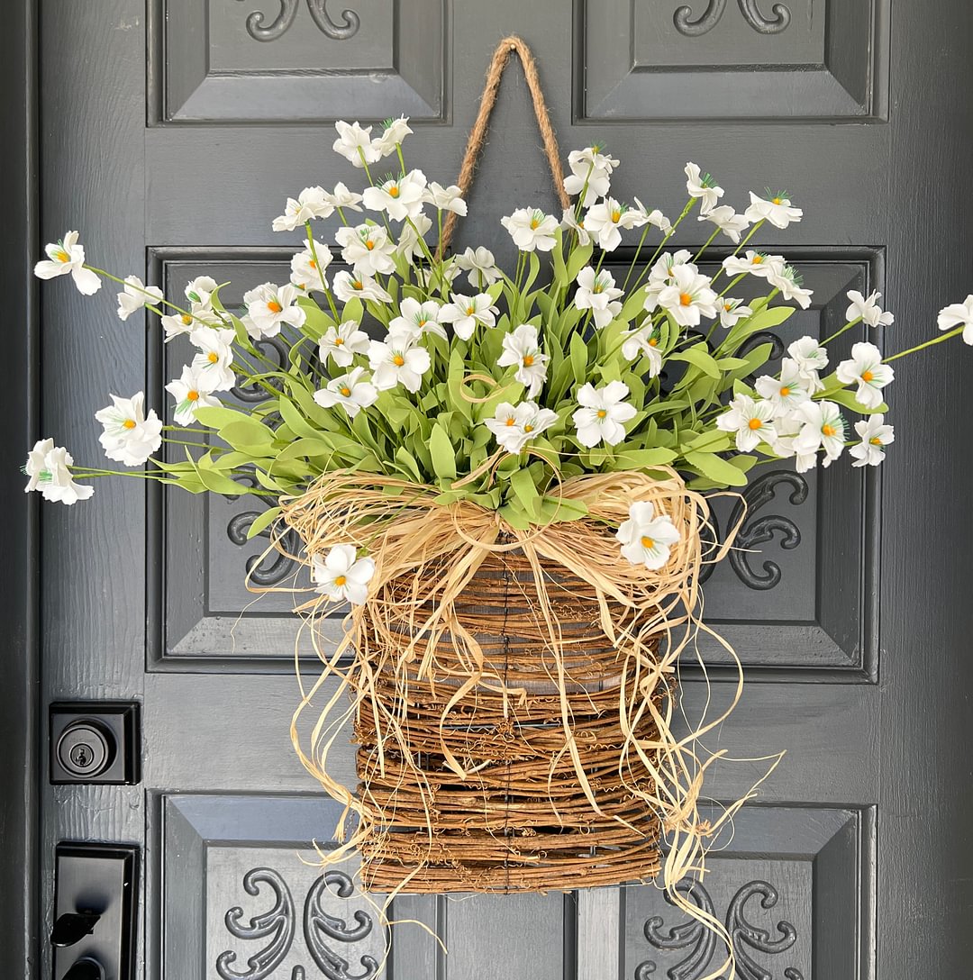 Cream Wildflower Door Hanger Basket🌿