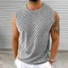  Men's Woven Pattern Sleeveless Knit Vest - Stylish and Versatile for Casual Wear by Inlyline
