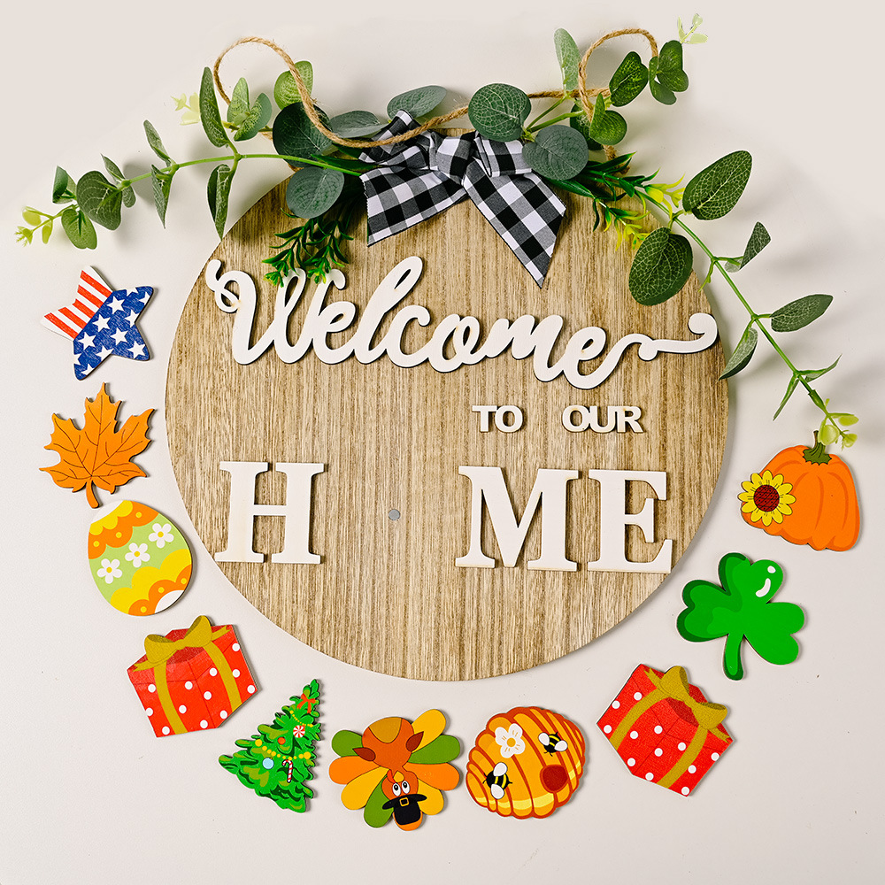 

Welcome Home Sign Round Wooden Holiday Welcome Sign for Front Door Decor, 501 Original