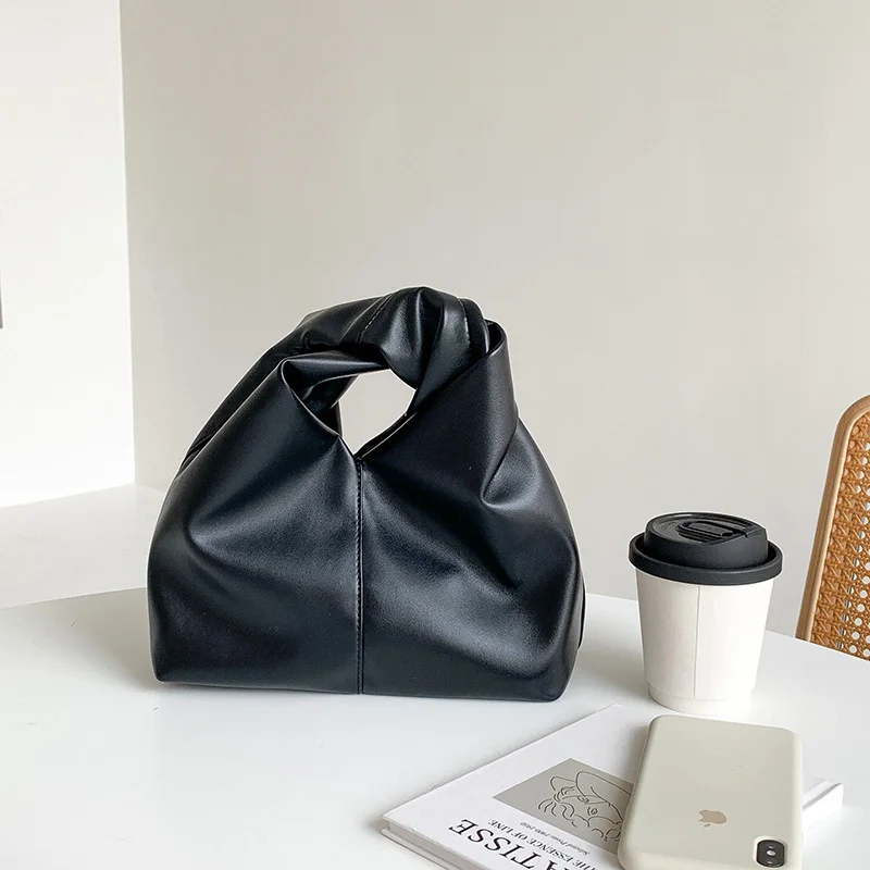 Mongw Mongw New Bag Girls Commuter Handbag Hand Bag Advanced Sense Niche Design Soft Leather Pleated Cloud Bag