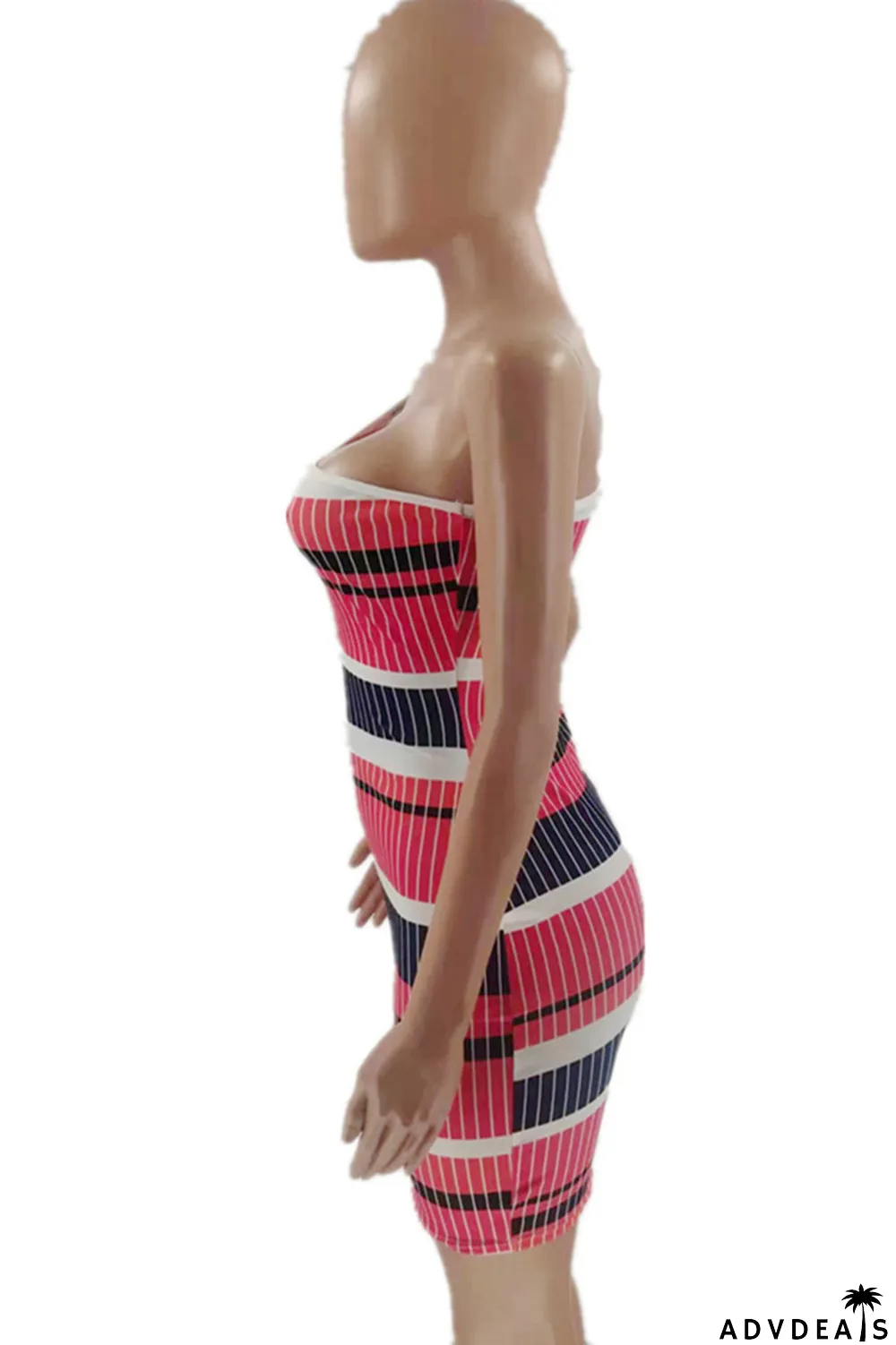 Multicolor Fashion Sexy Print Backless One Shoulder Sleeveless Dress