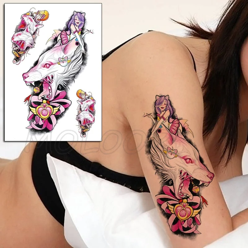 Temporary Tattoo Stickers Rose Sapphire Red Flower Fake Tatto Waterproof Tatoo Back Leg Arm Belly Big Size for Women Men Girl