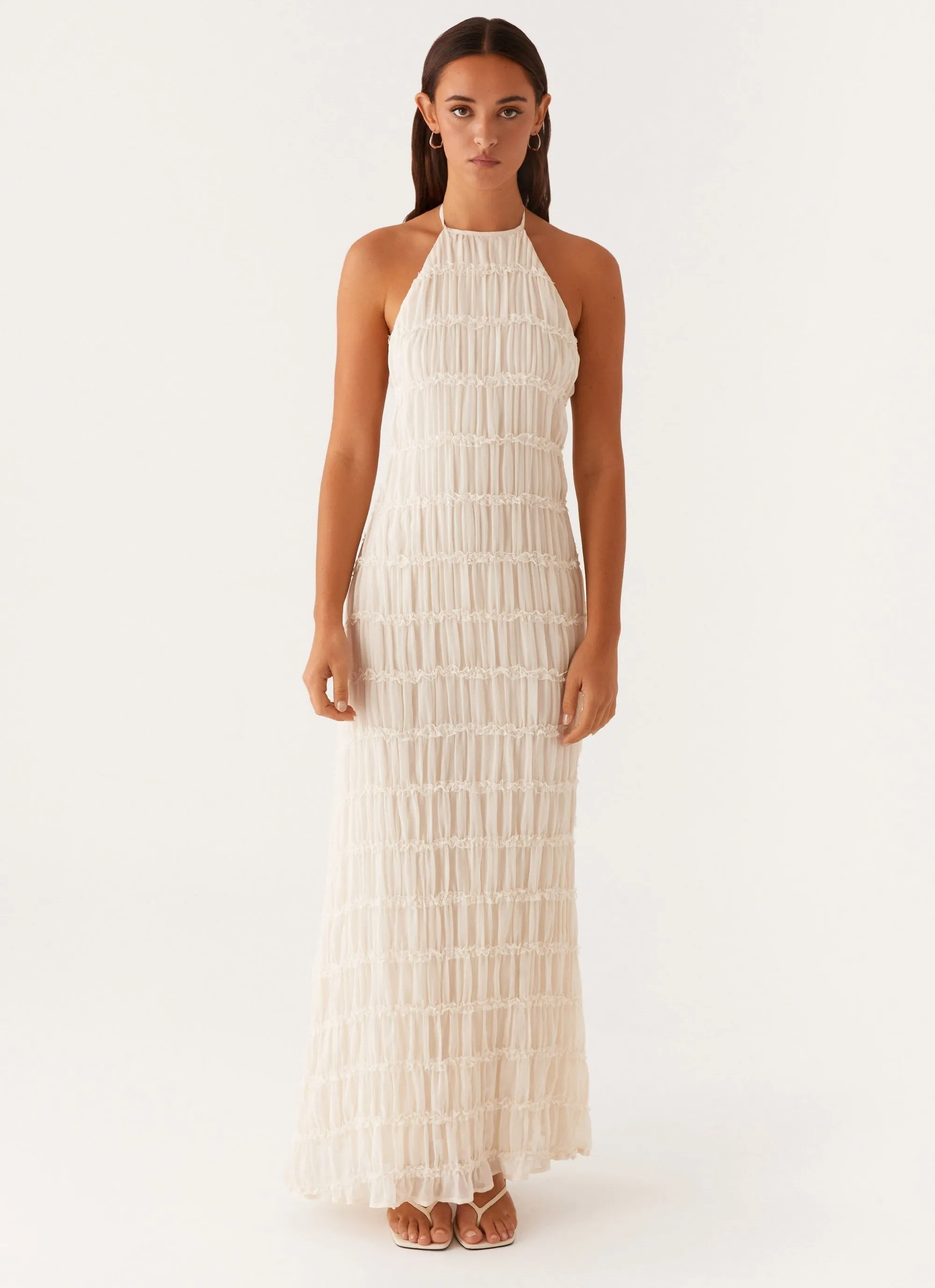 Damen Maxi-Kleid mit Halter-Ausschnitt und Texturstoff, elegant-83499-2a8b5a52-b87a-4d4d-bc51-9a7d53cce9c8