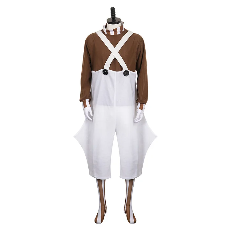 Wonka (2023) Charlie And The Chocolate Factory Oompa Loompa White Worker Set Outfits Cosplay Costume Suit