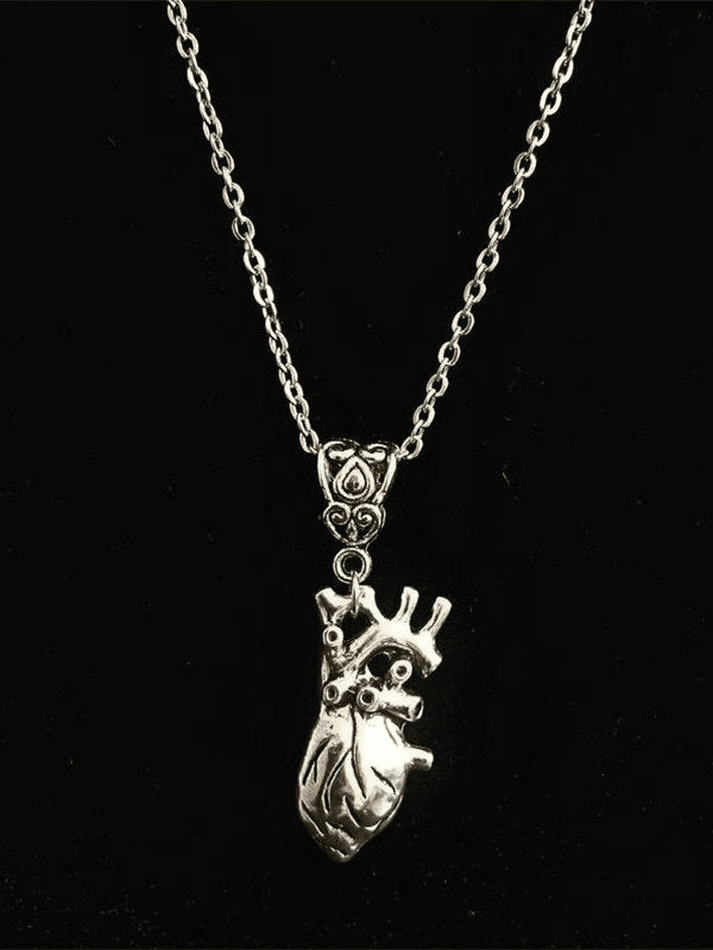 Brownm Grunge Heart Pendant Necklace