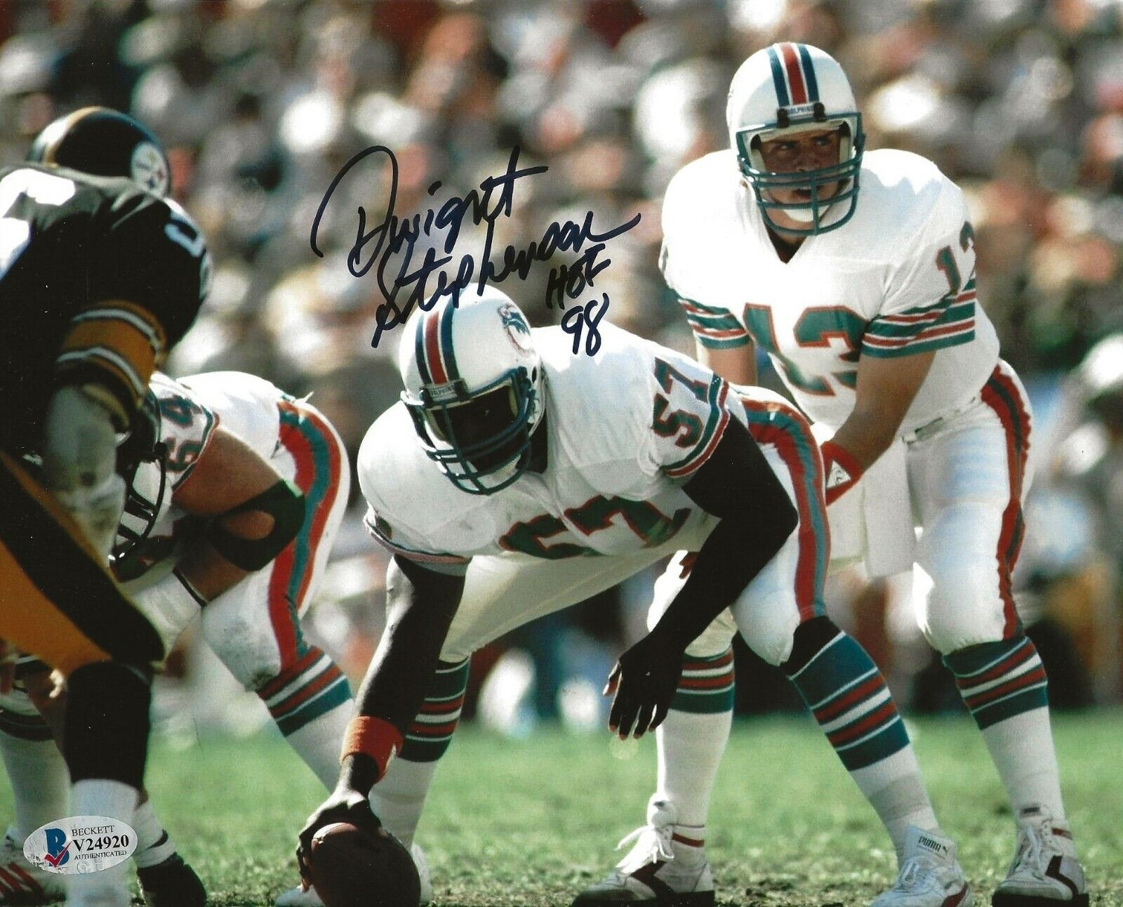 Dwight Stephenson signed Miami Dolphins 8x10 Photo Poster painting W/ HOF Inscr. BAS Beckett