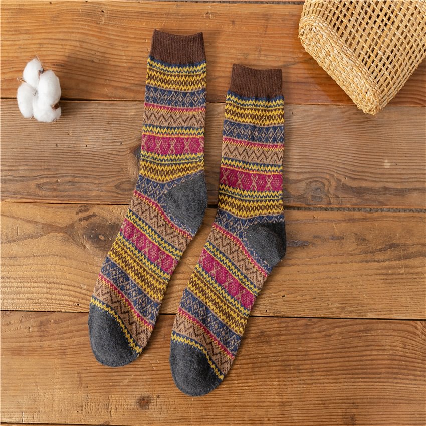 Retro Rabbit Wool Ethnic Style Mid Tube Socks