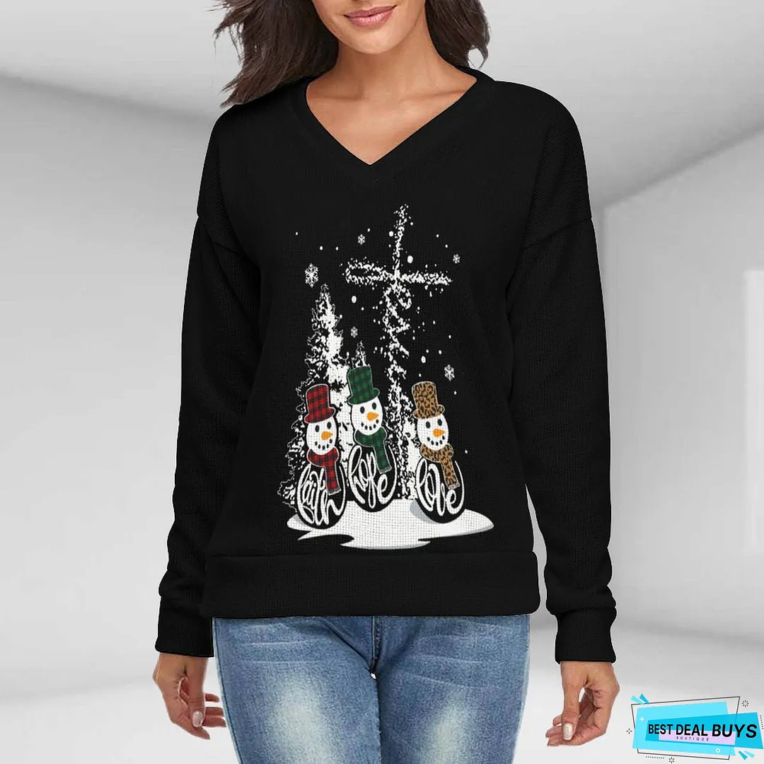 Christmas Top   Printed Casual Long Sleeve Top