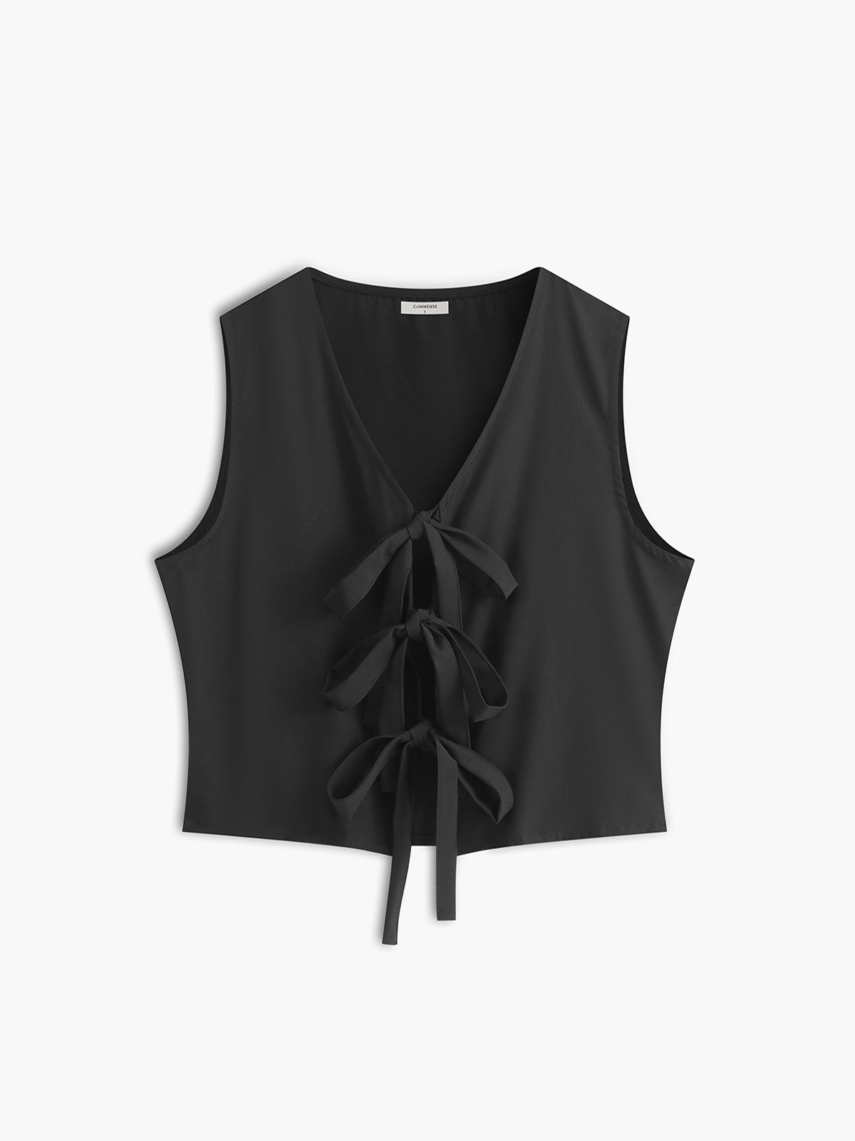 Llyge Solid V-Neck Tie Front Vest llyge
