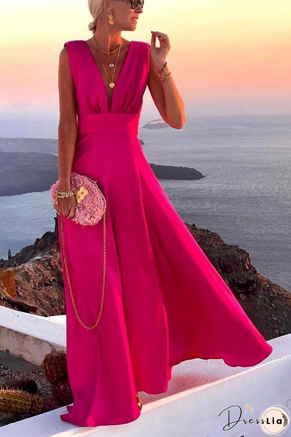Novel Romance V Neck Maxi Party Dress