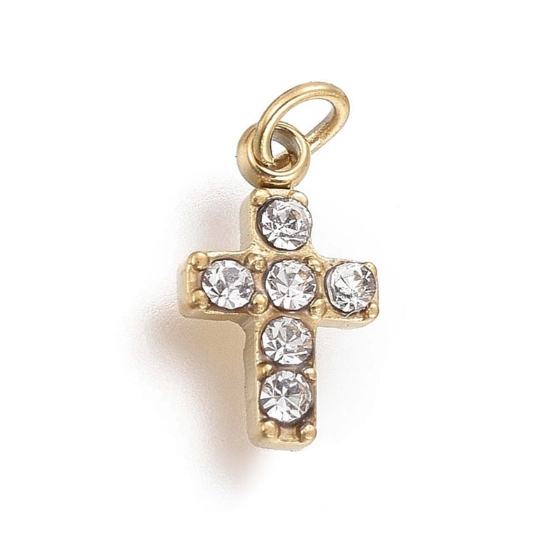 1 Piece 5*9mm Titanium Steel Zircon Cross Pendant Jewelry Accessories