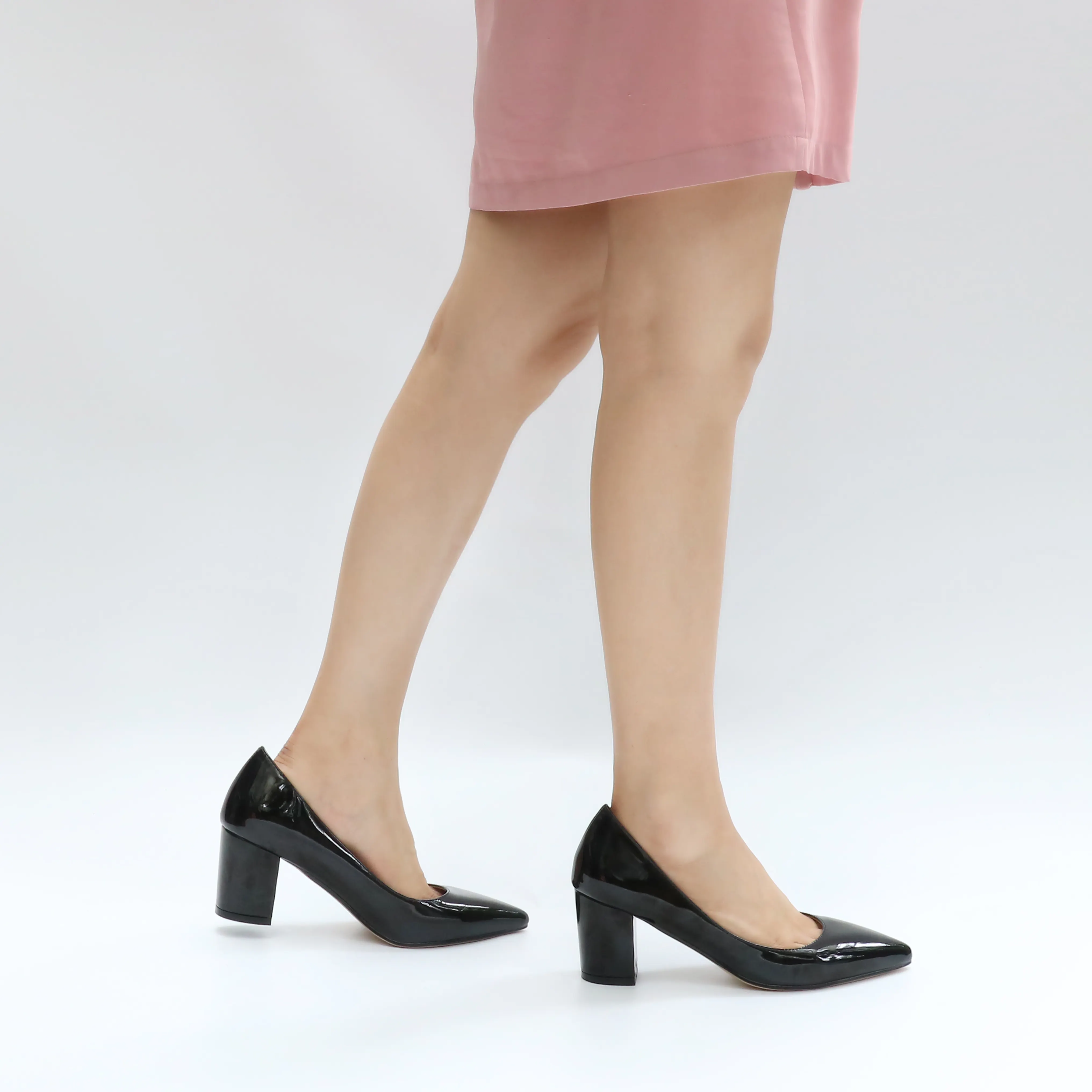 65mm Women Chunky Heels Comfortable Middle Block Heel Pumps-vocosishoes