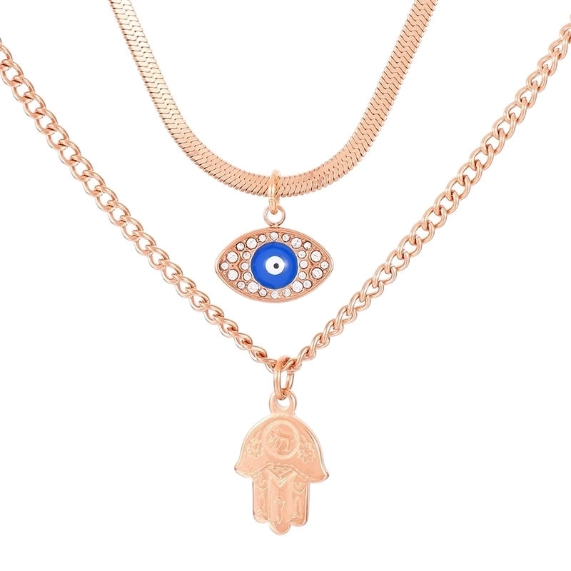 Sweet Palm Stainless Steel 18K Gold Plated Patchwork Layered Necklaces