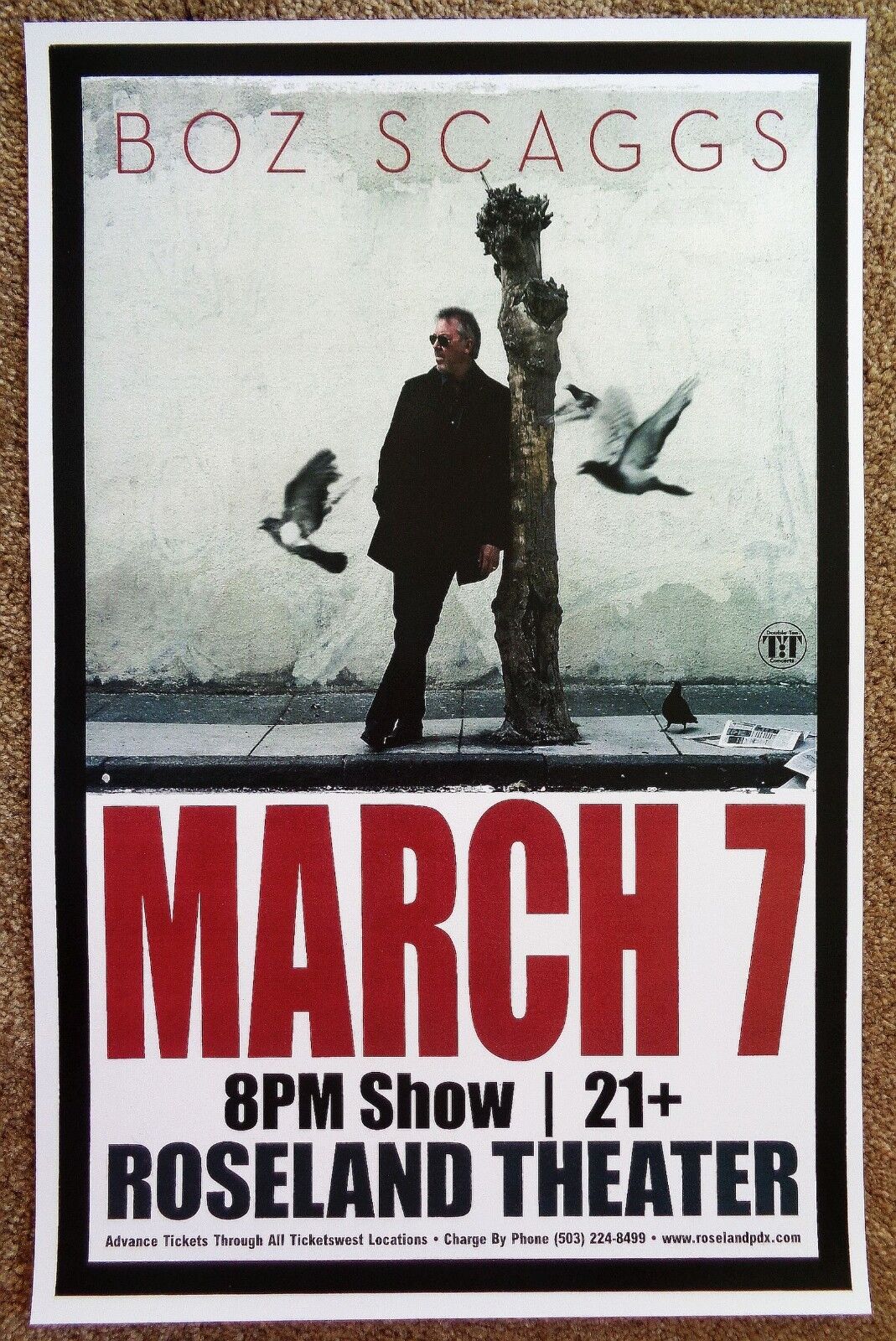 BOZ SCAGGS 2012 Gig POSTER Portland Oregon Concert