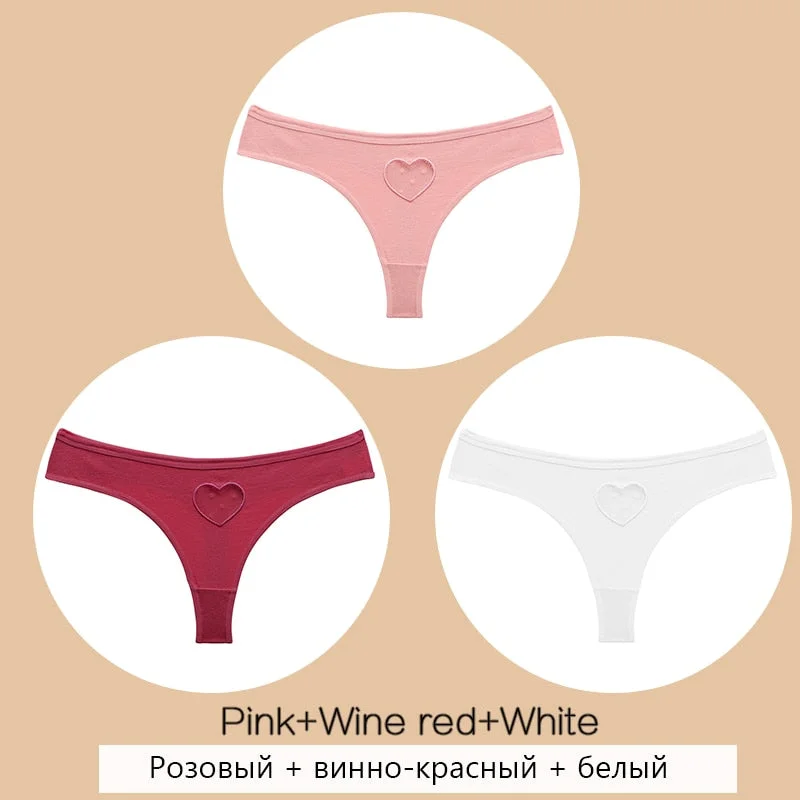 FINETOO Cotton Thongs Women Hollow Out Heart G-string Panties S-XL Ladies T-back Underpants Sexy Thong Panties Female Lingerie