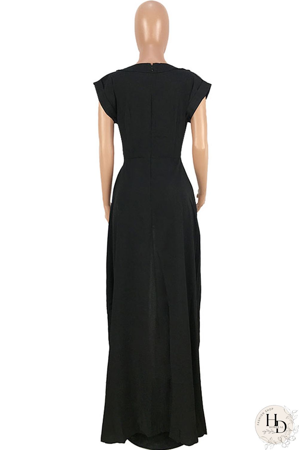 White Polyester Fashion Sexy Cap Sleeve Short Sleeves O neck A-Line Ankle-Length hollow out Patchwork chai