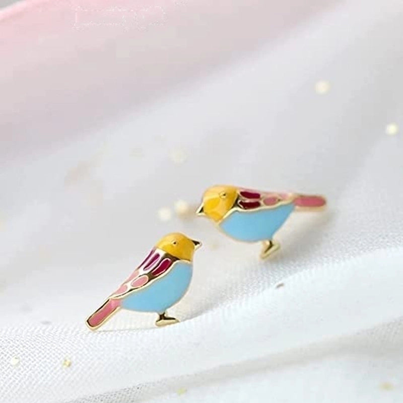 1 Pair Lady Bird Enamel Copper Ear Studs