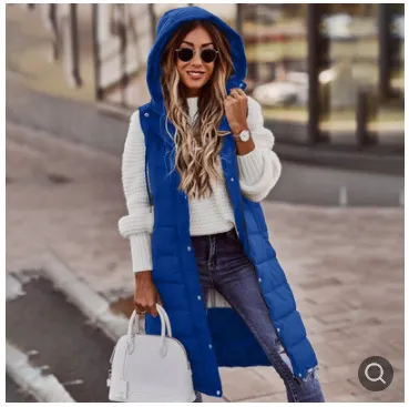 Brownm Brownm Casual Solid-Colored Hooded Sleeveless Sleeveless Vest Coat Q024