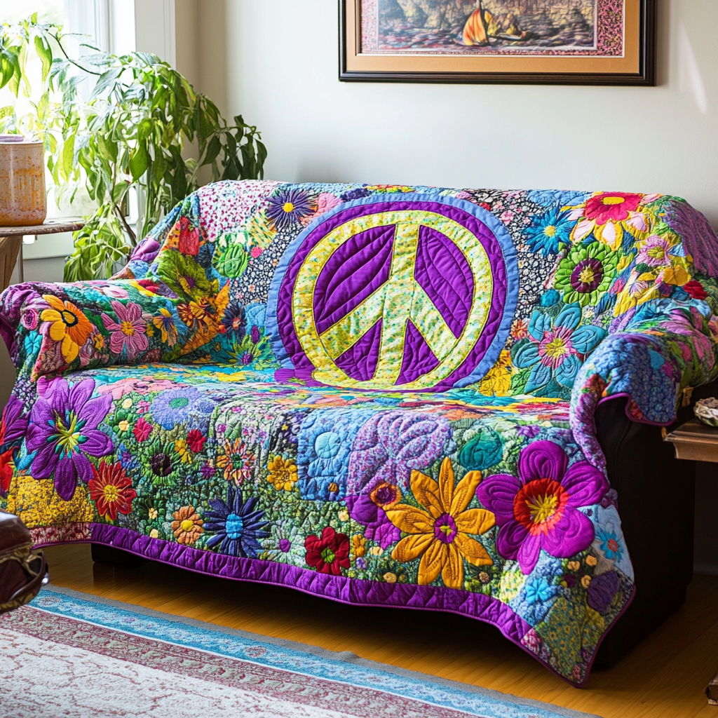 Hippie Vibes Quilted Sofa Cover NCU0DK10847 everthome