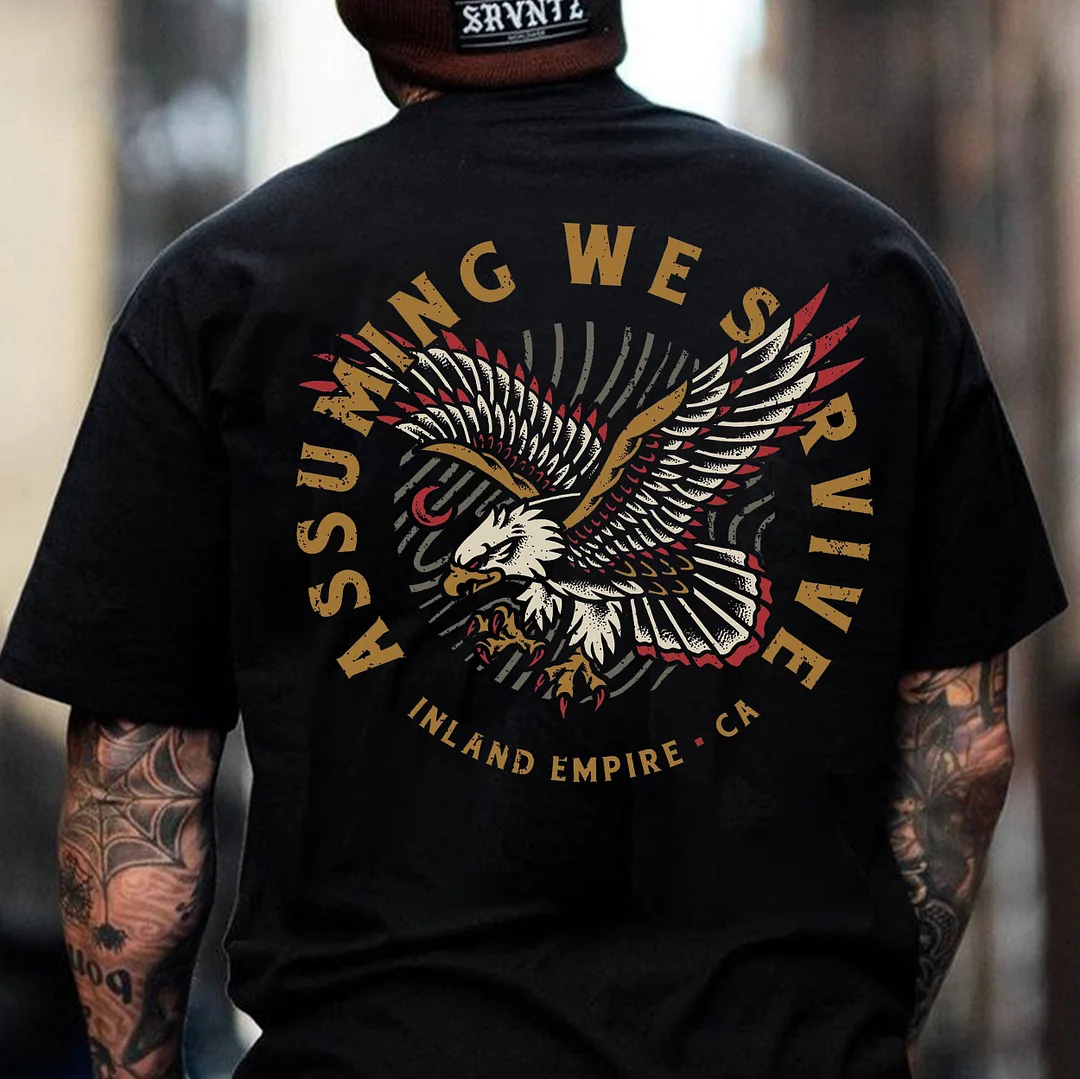 ASSUMING WE SURVIVE Eagle Black Print T-shirt