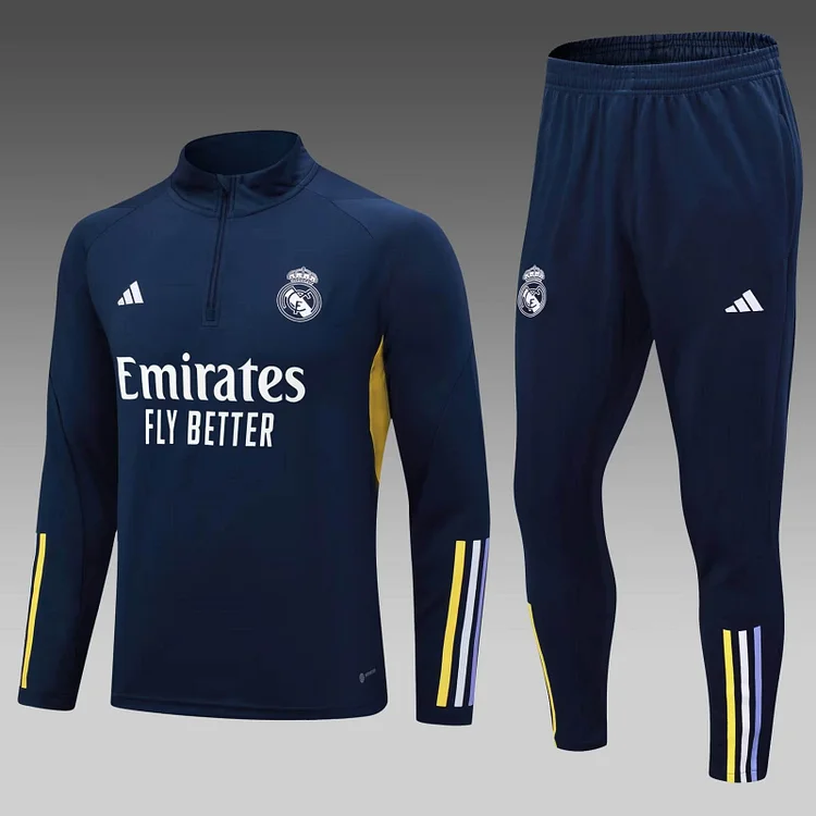 2023/24 Real Madrid Half-Pull Training Suit Blue Set