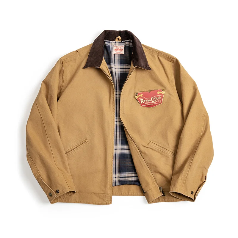 Men's Vintage Detroit Trucker Jacket Ami Kaji Heavy Canvas Lapel Jacket