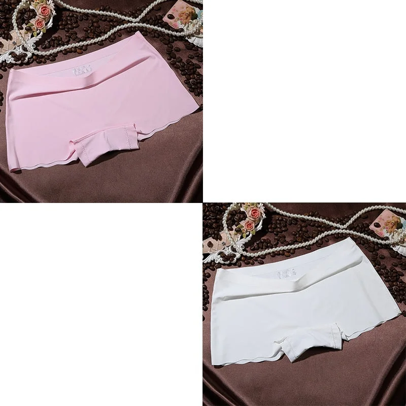 2 Pieces Boyshorts Seamless Ice Silk Underwear For Women Female Panties With 100% Cotton Crotch New Simple Panties 2021 BANNIROU