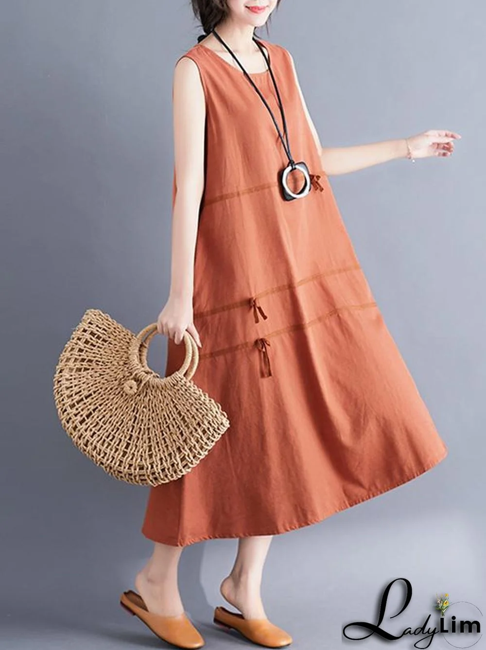 Casual Sleeveless A-line Long dress