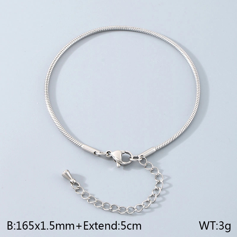 Minimalist Solid Color 304 Stainless Steel 18K Gold Plated Unisex Bracelets Men Chain Bracelets