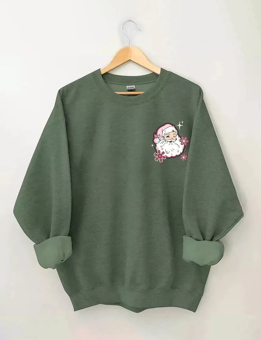 Don't Stop Believin Pink Santa Sweatshirt