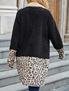 Fashion Loose Lambskin Split-Joint Leopard Lapel Collar Cardigan Woolen Coat