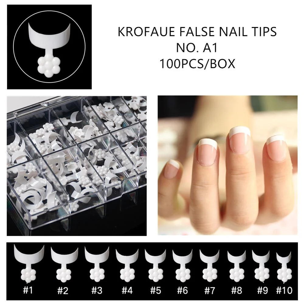 1 Box 100pcs Fake Nails Transparent False French Nail Tips Artificial Acrylic Ballerina Coffin Manicure Design Set DIY Tool