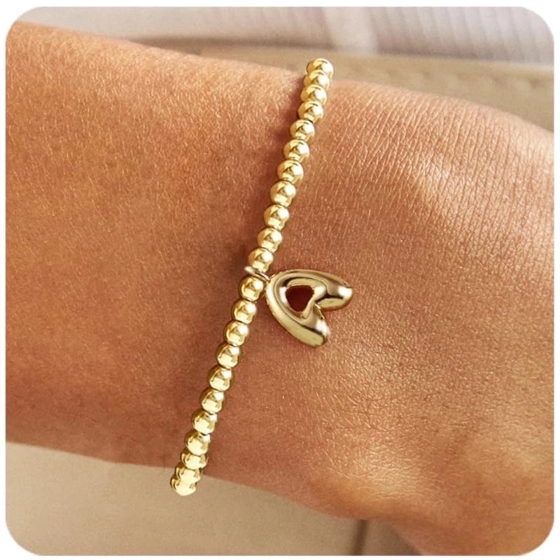 Hot Sale 18K Brass Glossy 26 English Letters Copper Bead Filament Adjustable Fashion Bracelet