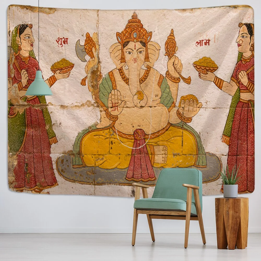 Elephant Indian Mandala Tapestries Multiple Sizes Wall Hanging Ganesha Tapestry Walls Decor Polyester Fabric Home Decor