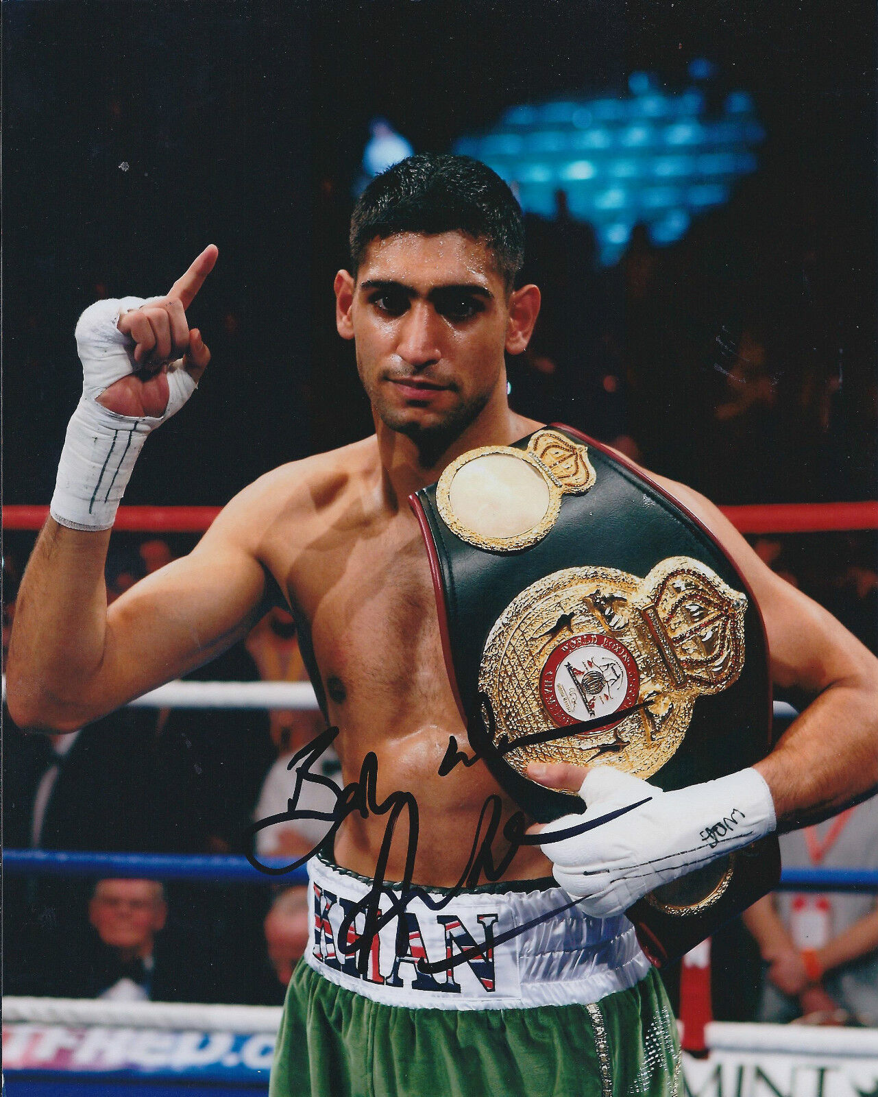 Amir KHAN Signed 10x8 Autograph Photo Poster painting AFTAL COA WBA World Champion Boxer IBF