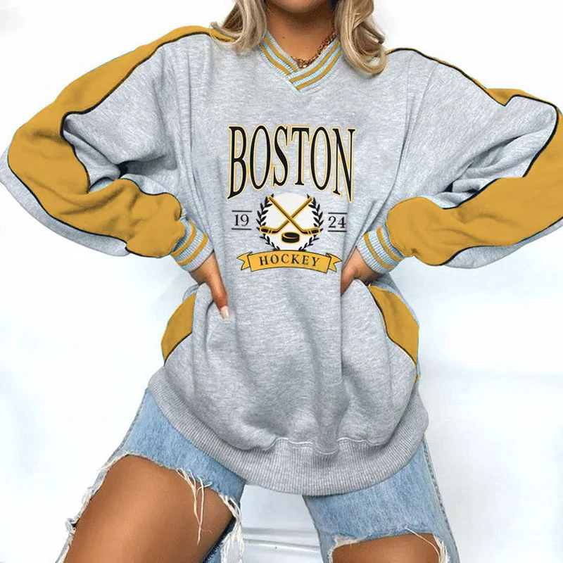 Women's Support Boston Bruins Hockey Print Sweatshirt