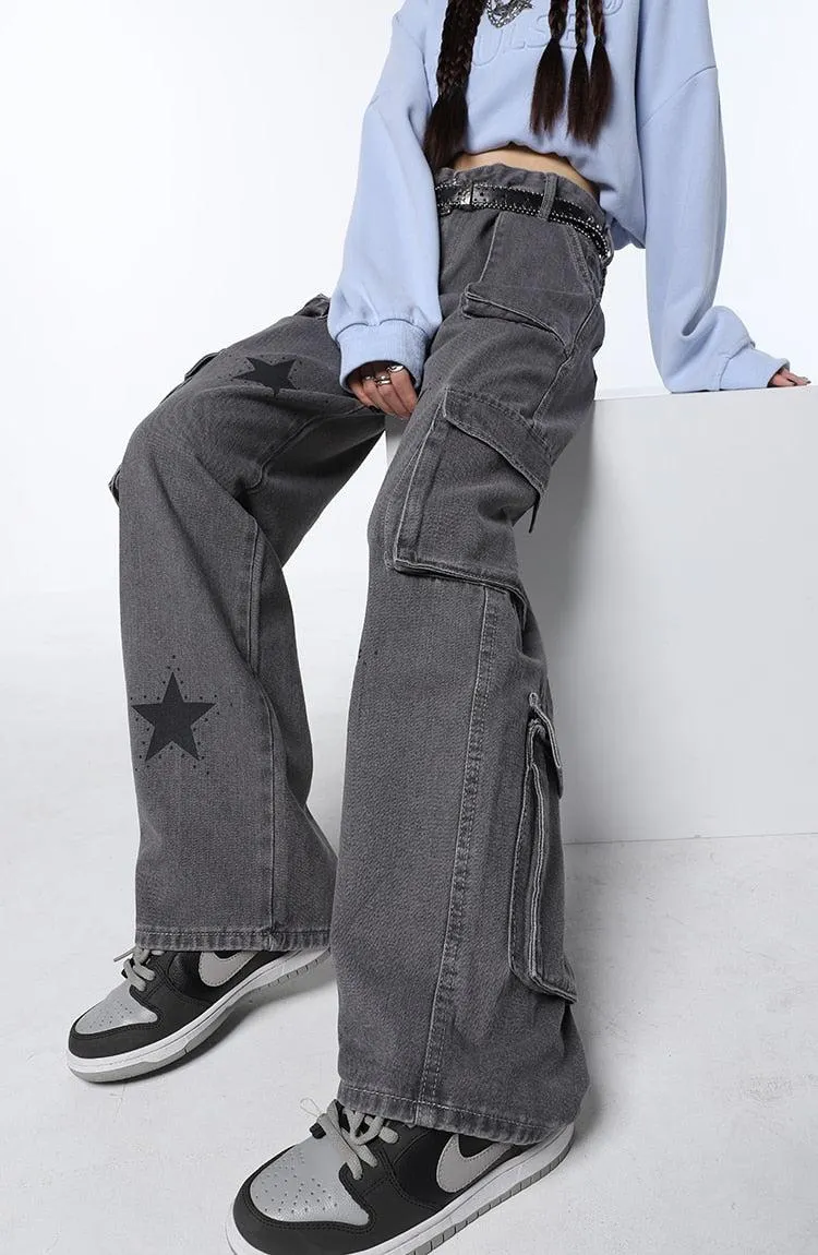 Brownm Star Printed Cargo Pants