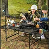 Camping Tables Outdoor Multifunctional Folding Table in Aluminum with Extensible Grid Desktop Height Adjustable Portable Picnic Table with Handle for Camp