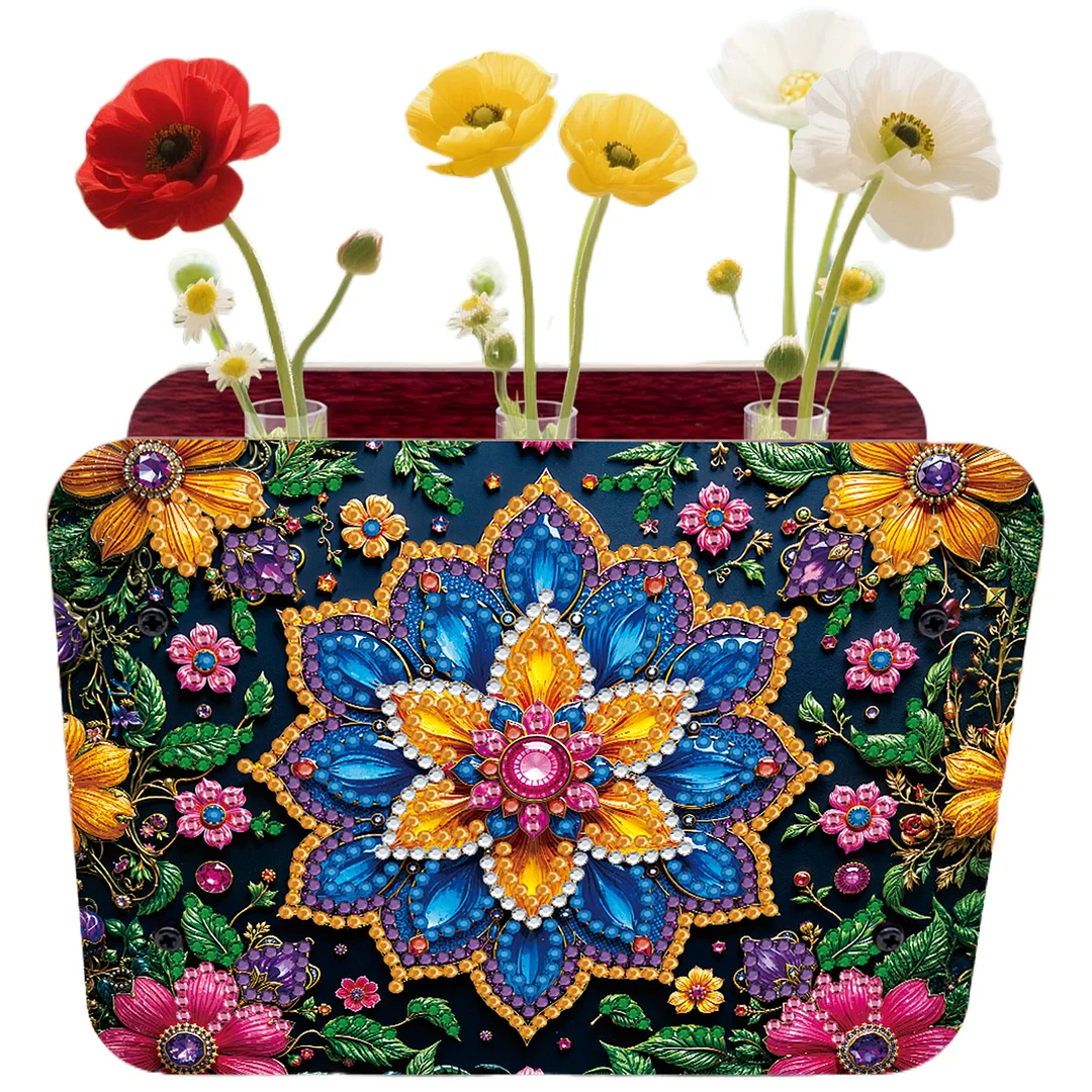 Mandala DIY Flower Vase Wooden Double Sided Desktop Diamond Art Kit Home Decor