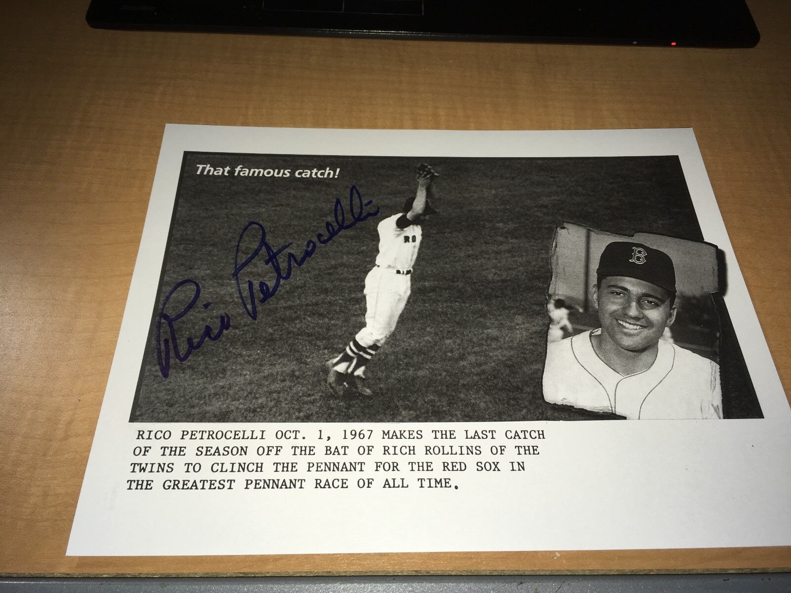 Rico Petrocelli Boston Red Sox Signed 8 1/1 x 11