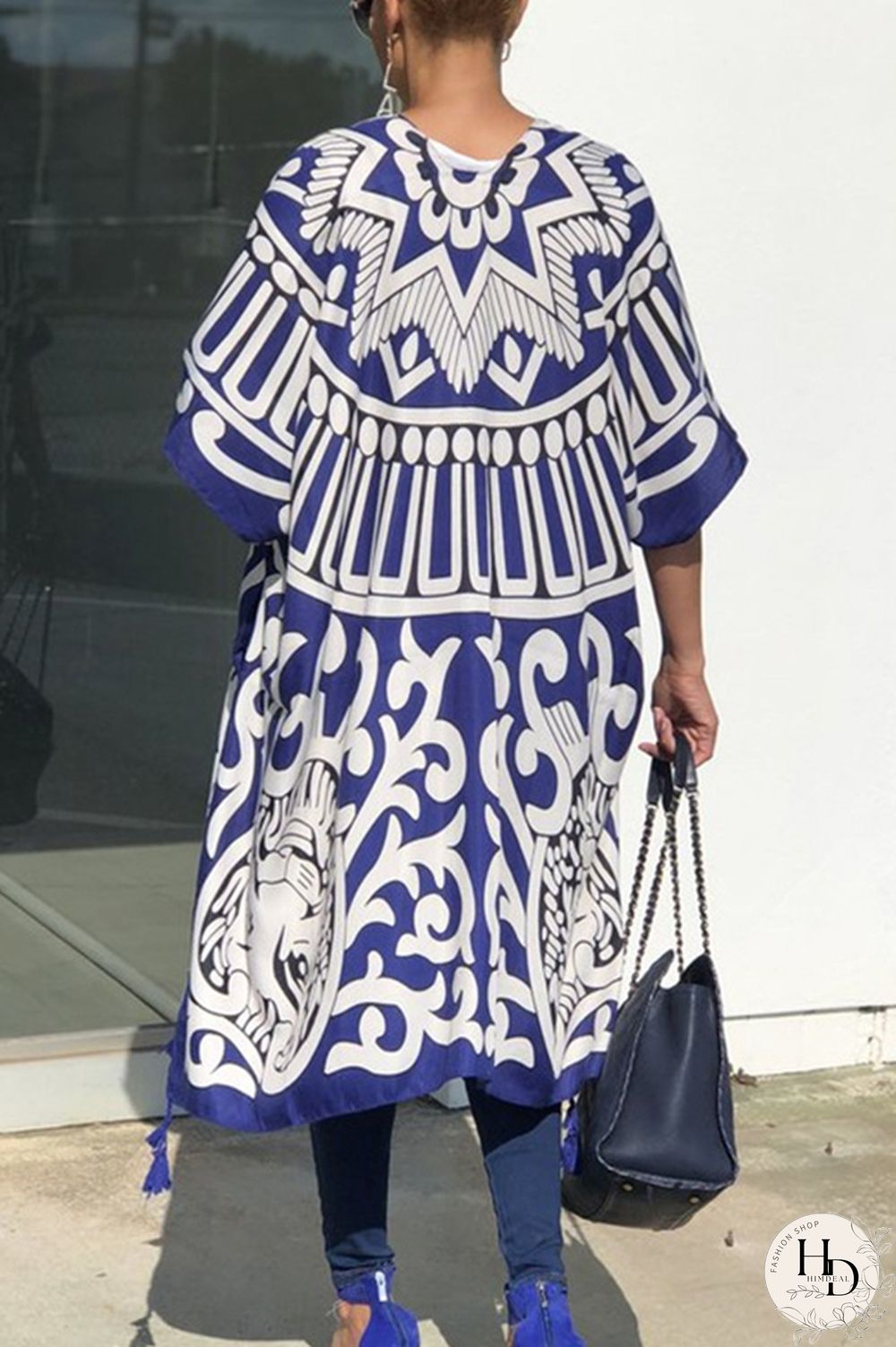 As Show Polyester Chiffon cardigan Half Sleeve Print Split Vests & Waistcoats