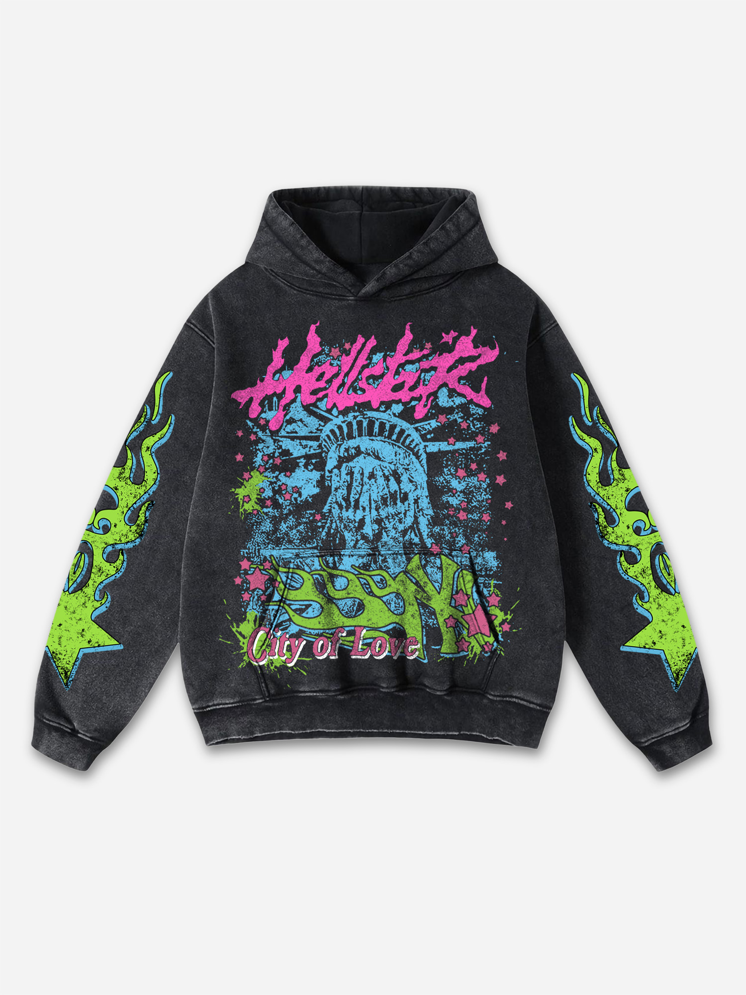 Men's Vintage No Liberty Graphic Acid Washed Oversized Hoodie - SOPULA