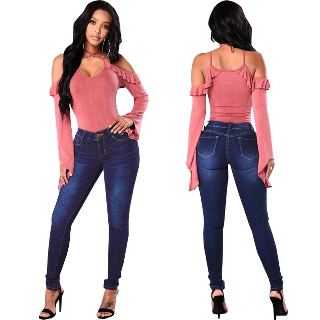 Hsf2598 Women's Fashion Slim Stretch Jeans Skinny Pants