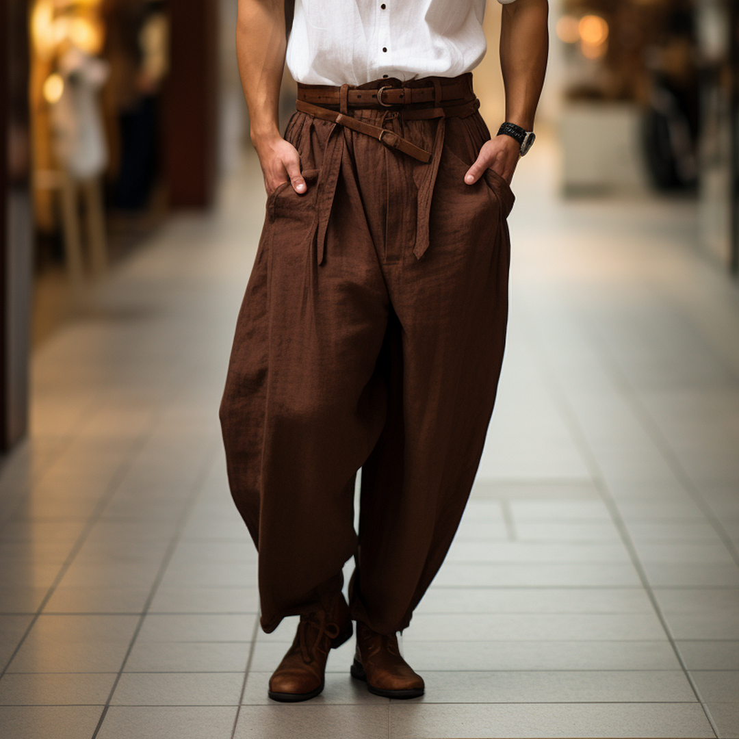 Men's Oversized Breathable Loose Linen Casual Pants-inspireuse
