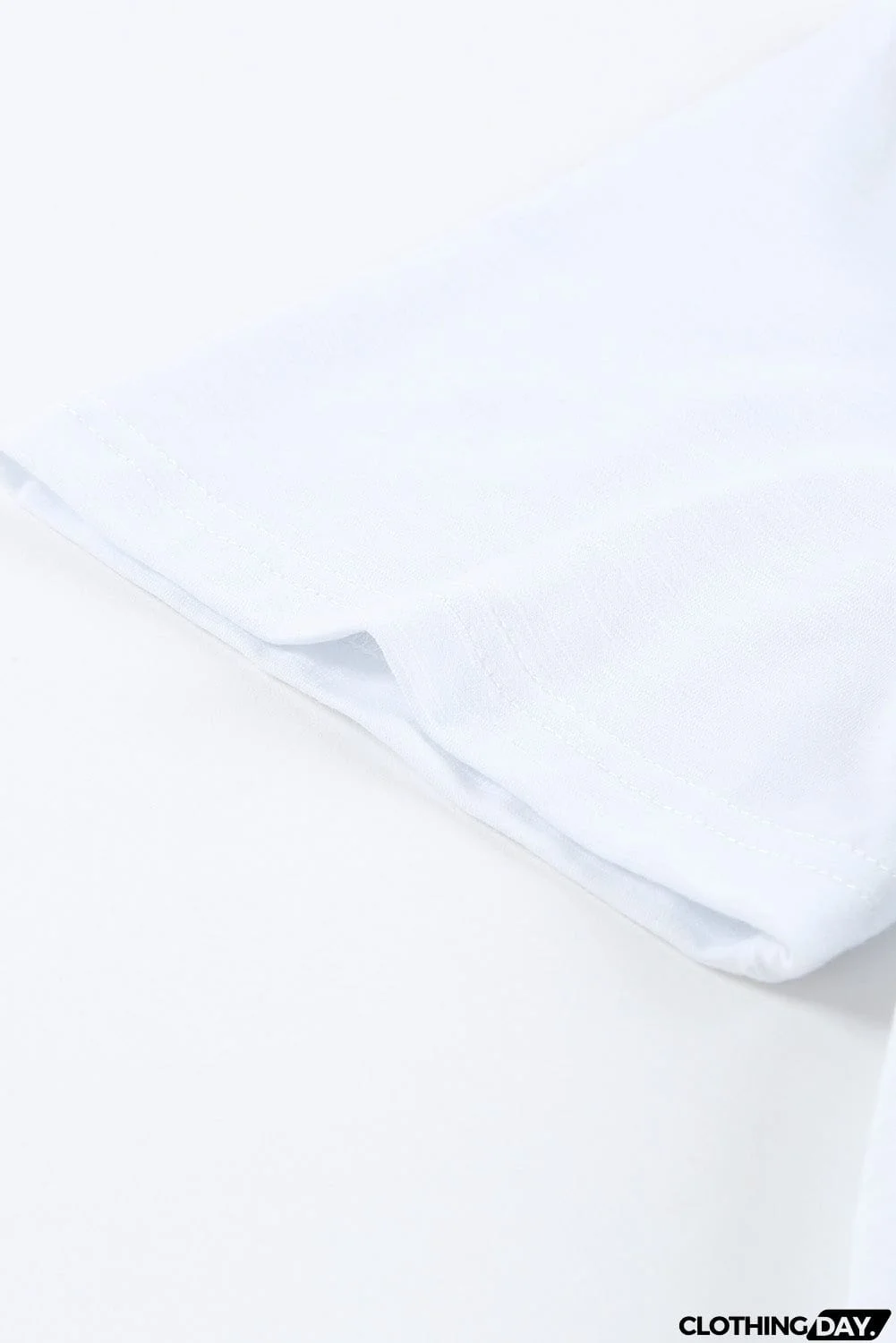 Whitec Holes Crew Neck Cotton Mixed Casual Short Sleeve T-shirt