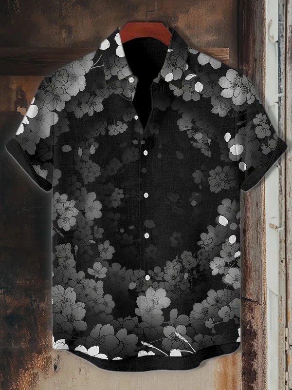 Men's 3D Flower Hole Art Print Casual Shirt