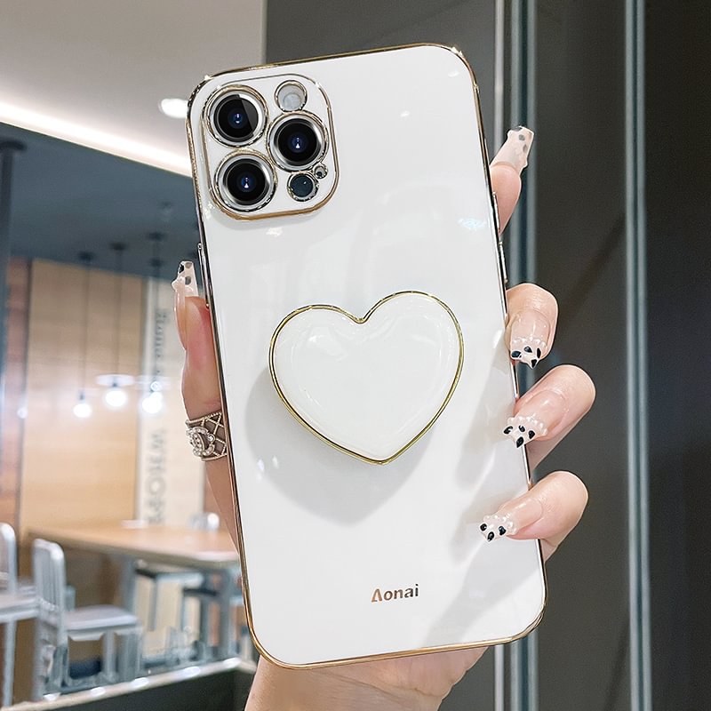 Cute Heart Holder Pop Sockets Protect Case For iPhone