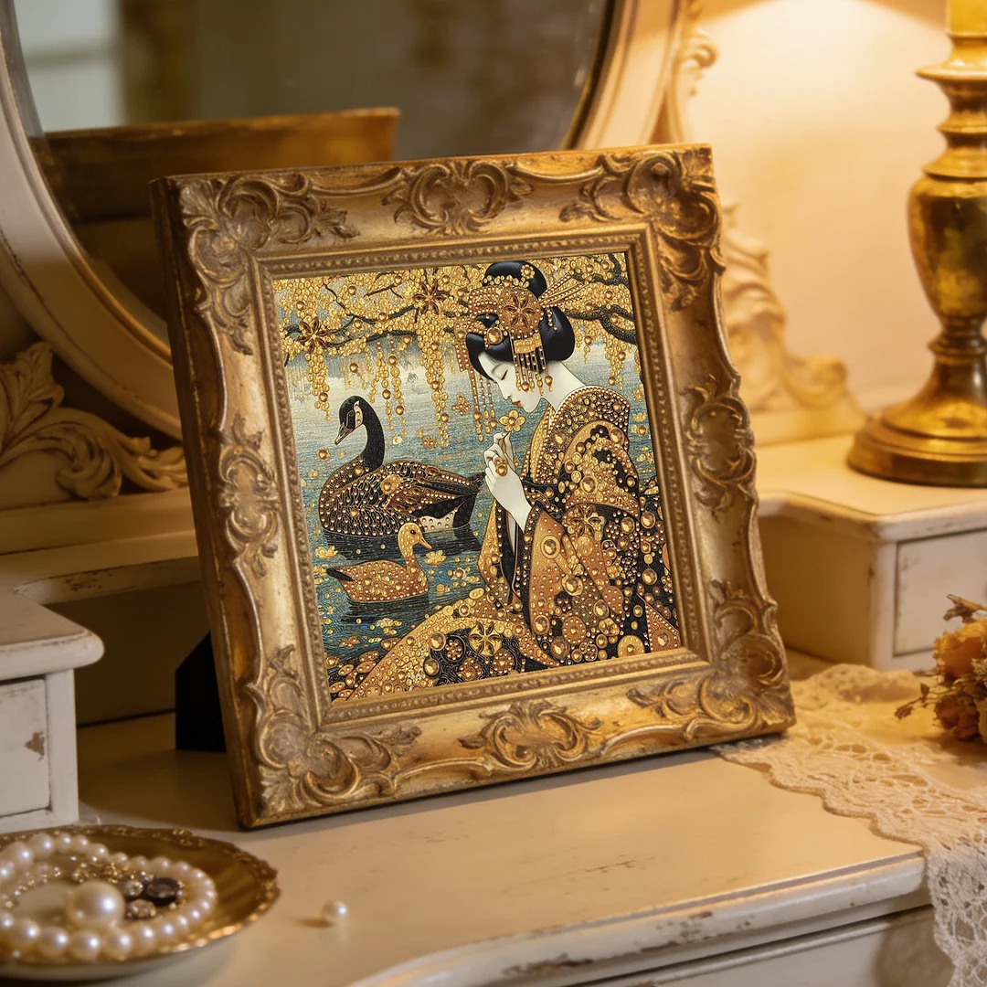 Diamond Painting - Partial Special Shaped Drill - Golden Geisha(Canvas|30x30cm)