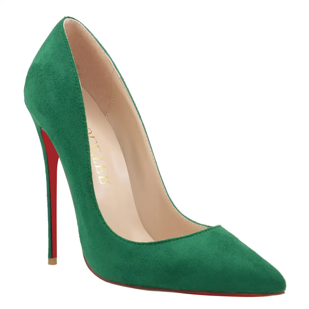 120mm Women's Party Wedding Red Soles Pumps Suede-vocosishoes