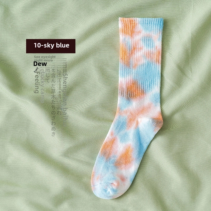Tie-dyed Mid-tube Cotton Socks Street Trendy Socks Socks Women’s Gradient Fashion Sports Personality Tide